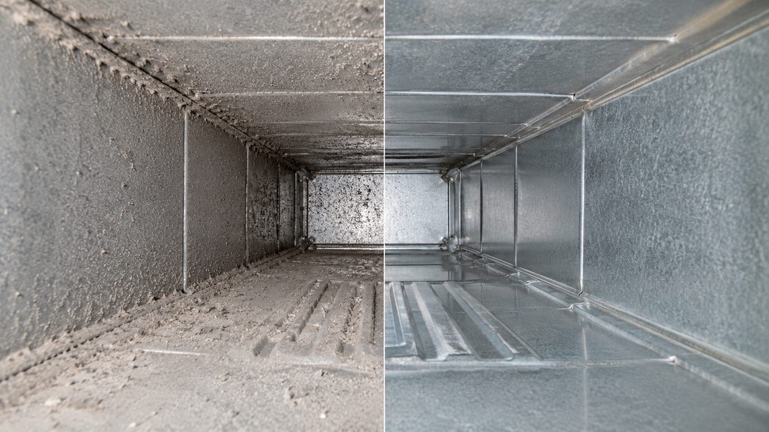 Before and after air duct cleaning
