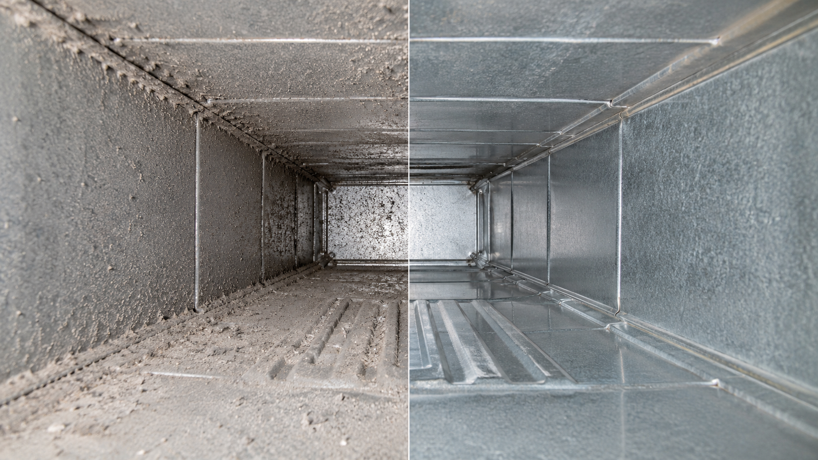 Before and after air duct cleaning