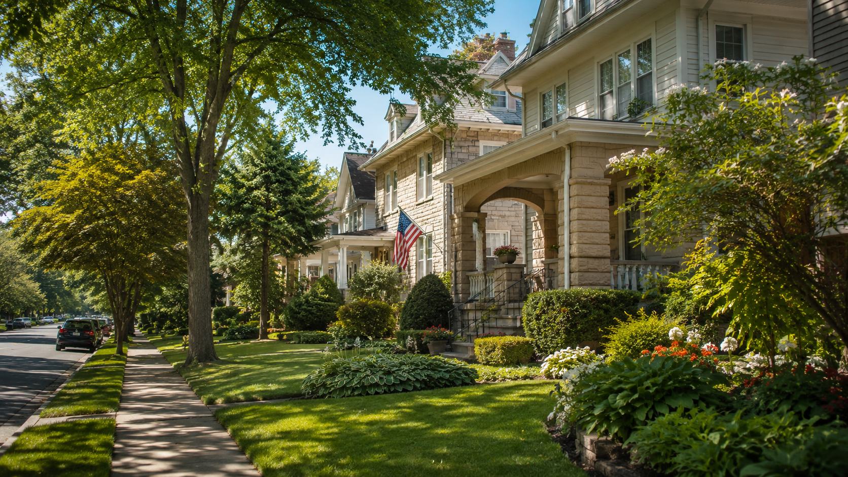 Leafy New Jersey / New York residential street