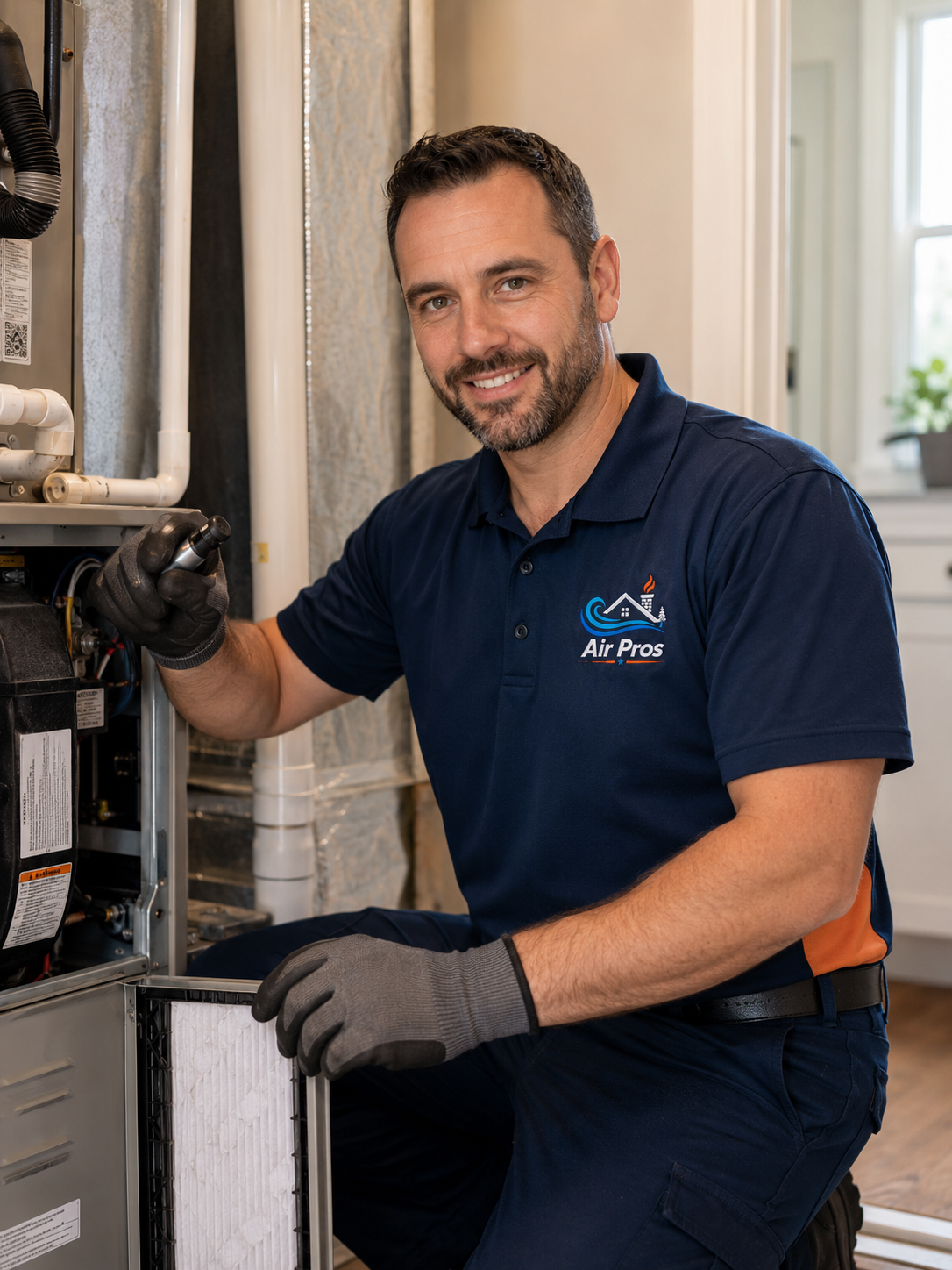 AirPros technician servicing a unit